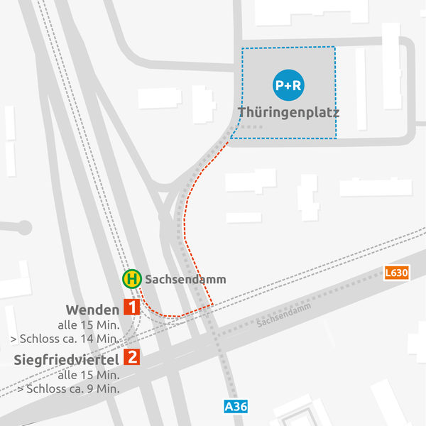 Lageplan P+R Platz Thüringenplatz (Wird bei Klick vergrößert)