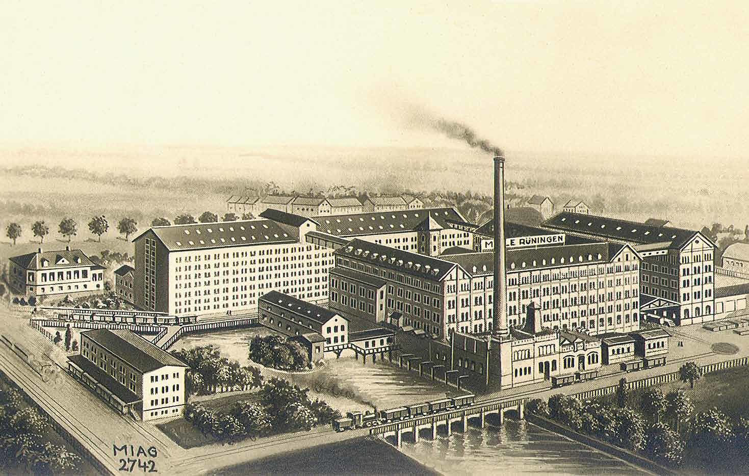 Die Mühle Rüningen gab es bereits im Mittelalter. 1893 wird sie zur ersten industriellen Großmühle. (Zoom on click)