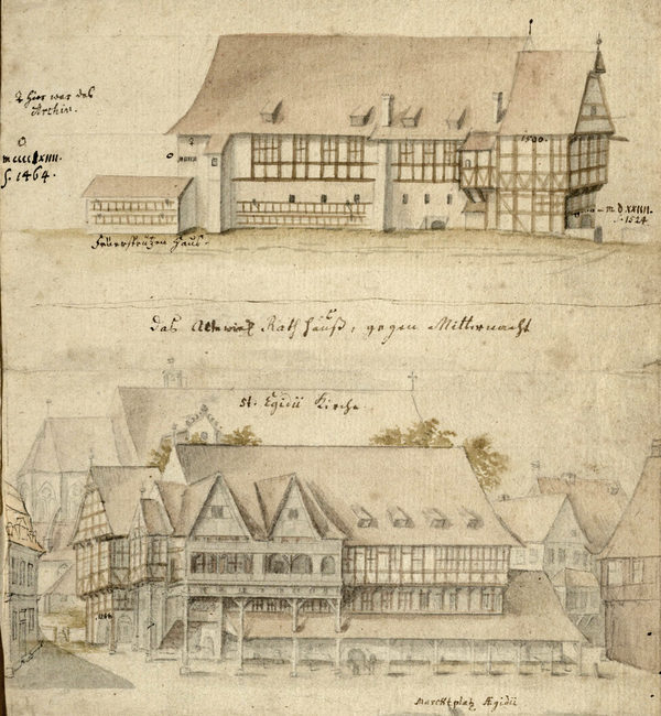 Altewiekrathaus um 1750 (Wird bei Klick vergrößert)