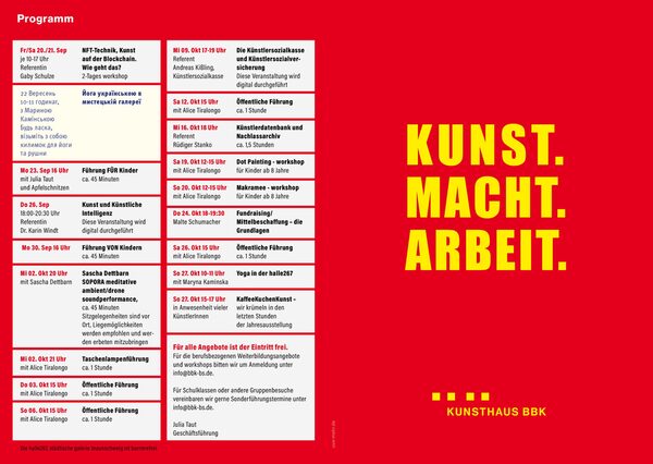 Kunst. Macht. Arbeit. (Wird bei Klick vergrößert)