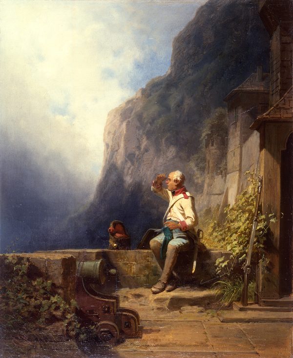 Gemälde von Carl Spitzweg "Schildwache auf einer Festung", ca.	1865, Städtisches Museum Braunschweig (Wird bei Klick vergrößert)