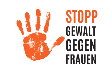 Orange Hand mit Text