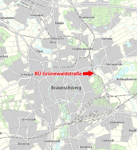 Standort BÜ Grünewaldstraße (Wird bei Klick vergrößert)