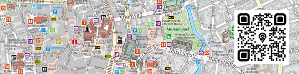 Ausschnitt aus der CityMap Braunschweig mit QR-Code (Wird bei Klick vergrößert)