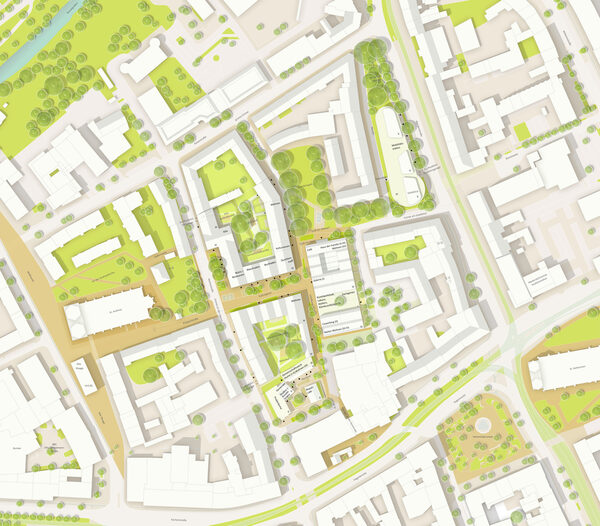 Stadträumliches Konzept M 1:1000 3. Preis - Beitrag 1013 (Wird bei Klick vergrößert)