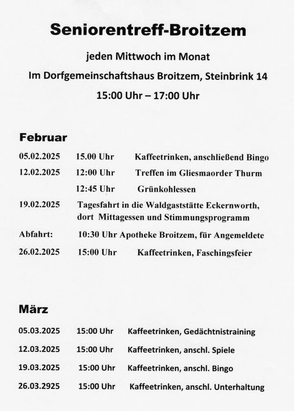 Programm Februar und März (Wird bei Klick vergrößert)