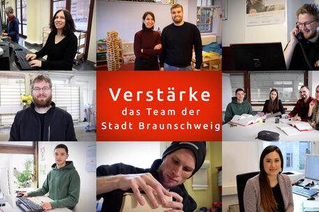 verschiedene Bilder von Arbeitsplätzen in der Stadtverwaltung